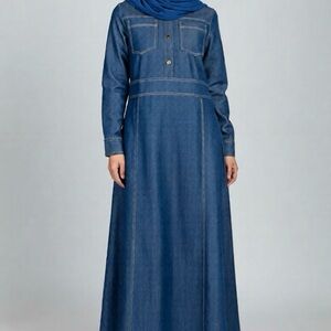 Blue Denim Button-Up Abaya